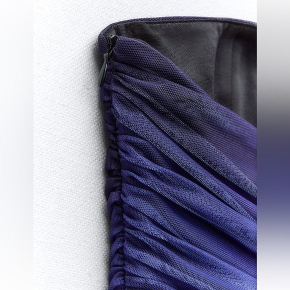 ZARA STRAPLESS PRINTED TULLE DRESS - Picture 9 of 14